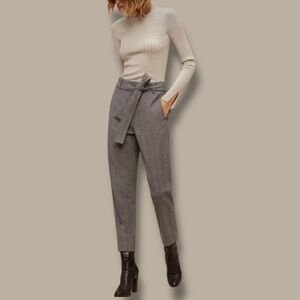 ARITZIA Wilfred Wool Blend w/ Cashmere Straight Leg Crop Tie Front Trousers Sz 6